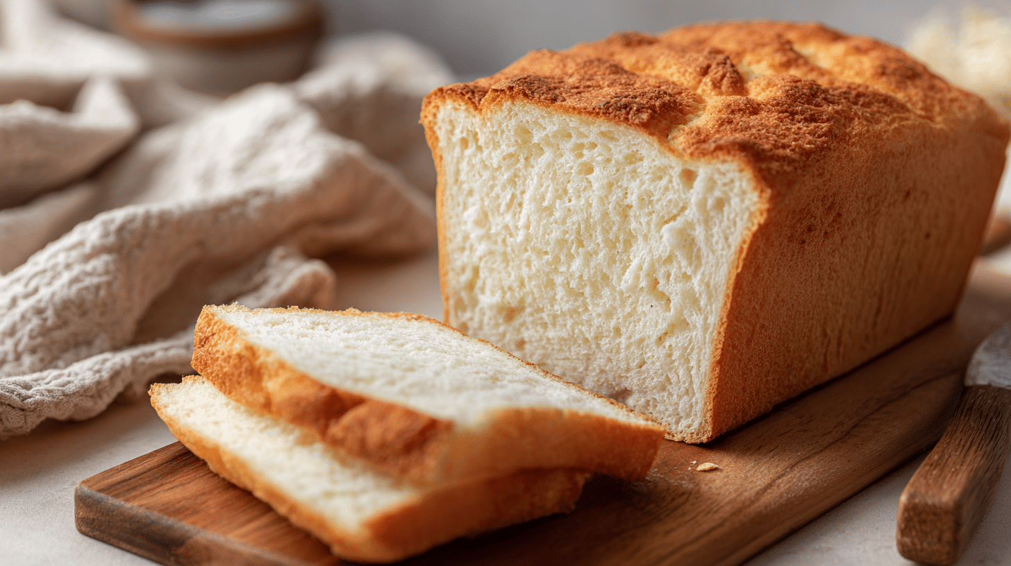 Soft Gluten-Free Sandwich Bread on cutting board sliced