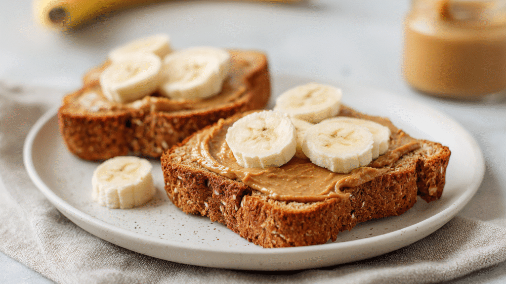 Slices of gluten free oatmeal bread served with toppings