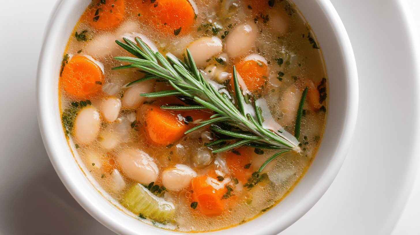 White Bean Soup Gluten Free in ceramic bowl