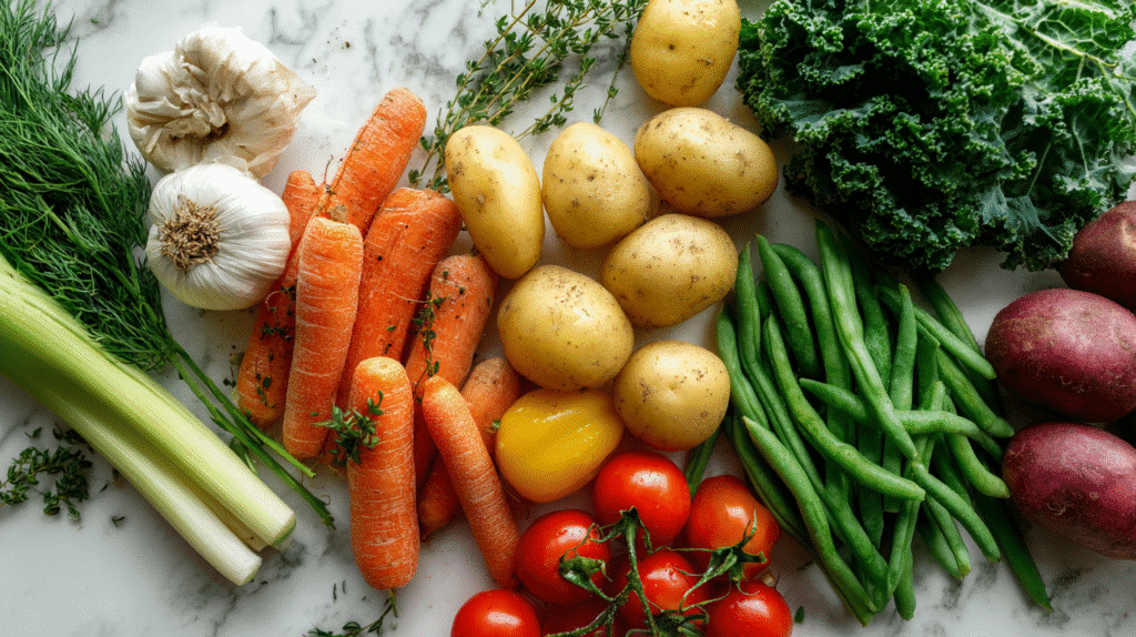 fresh ingredients for gluten free vegetable soup