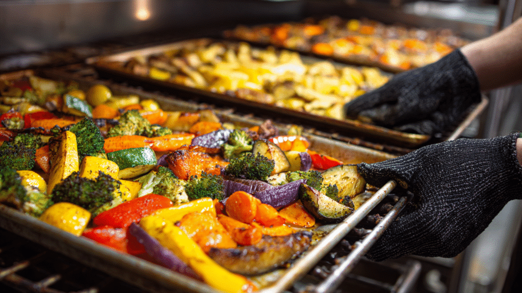 Roasting vegetables for gluten free bulk meals