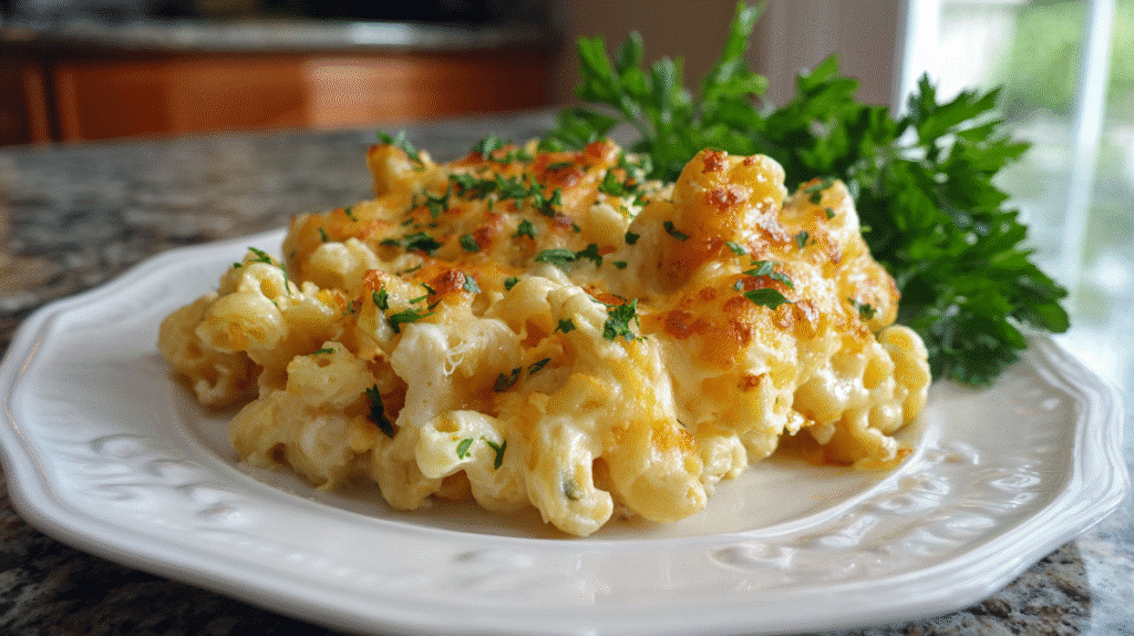 serving gluten free mac and cheese with hidden veggies