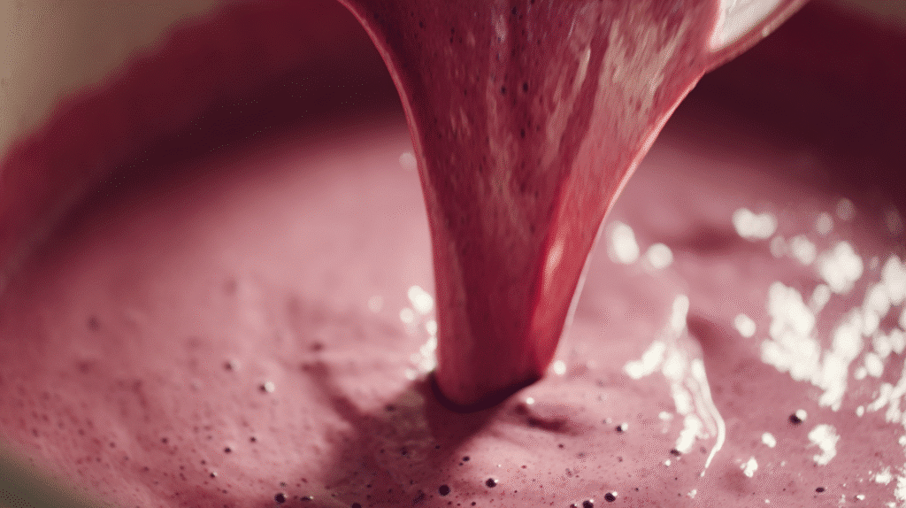 Pouring blended smoothie base into bowl