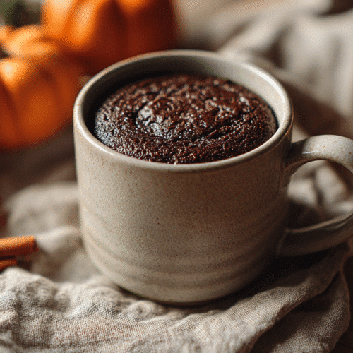 Low Calorie Gluten Free Chocolate Mug Cake in Ceramic Mug