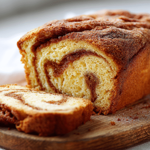 gluten free cinnamon swirl bread close-up with golden crust