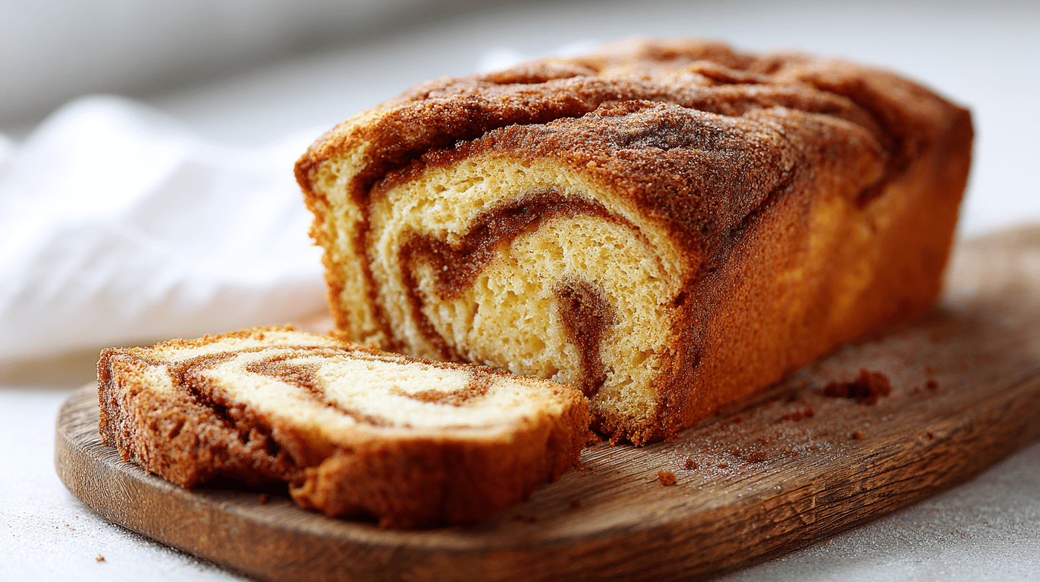 gluten free cinnamon swirl bread close-up with golden crust