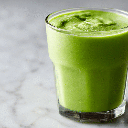 Avocado protein smoothie for appetite control in clear glass