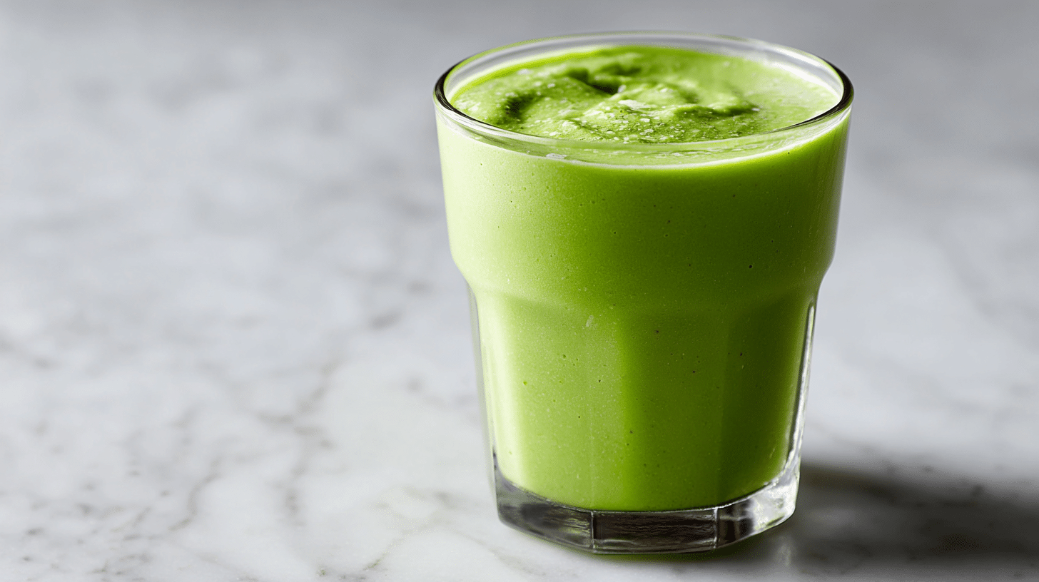 Avocado protein smoothie for appetite control in clear glass
