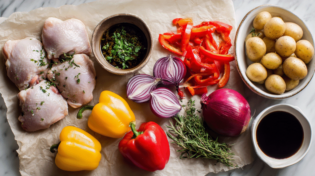 Ingredients for Gluten Free Balsamic Chicken Sheet Pan Dinner