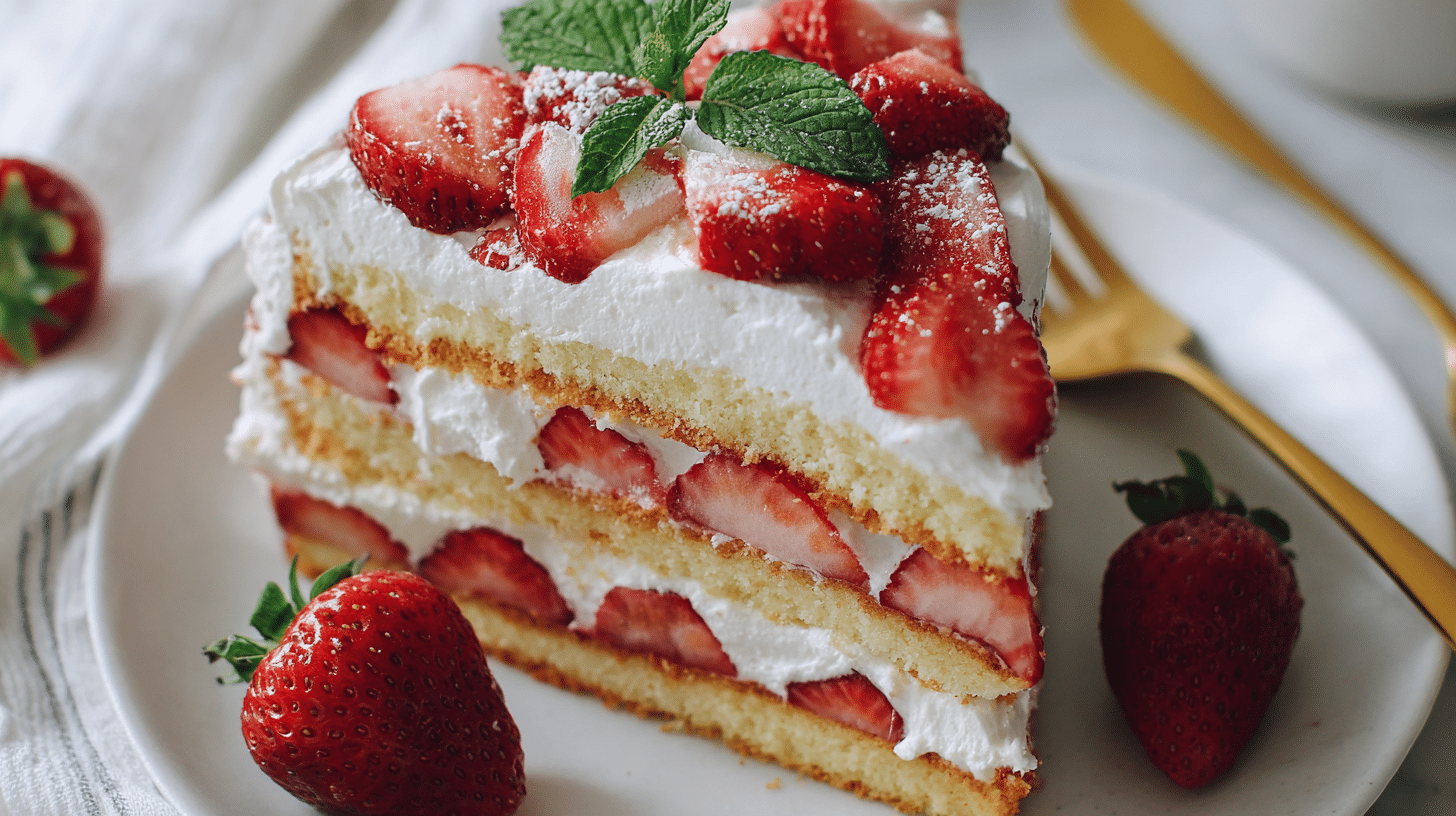 Gluten-Free Strawberry Shortcake Cake Sliced