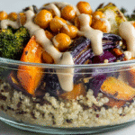 Assembled high-protein vegetarian meal prep bowl