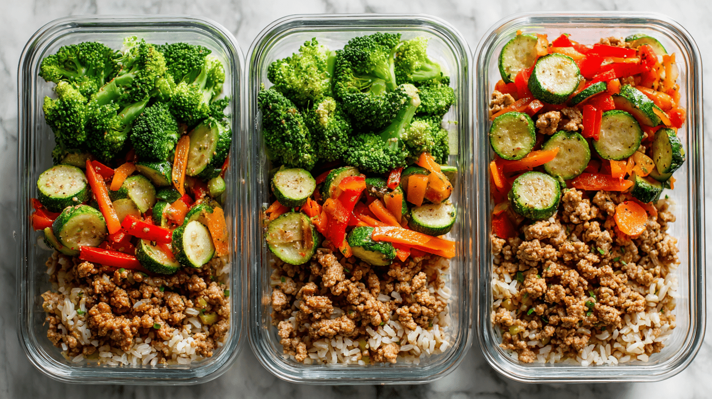 U3823717446 Close Up Of Four Colorful Healthy Turkey Rice Mea 83a4a809 3c73 42ab 88c7 3a4c73a9c336 3