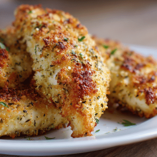 Herb Crusted Gluten Free Oven Chicken Tenders on plate