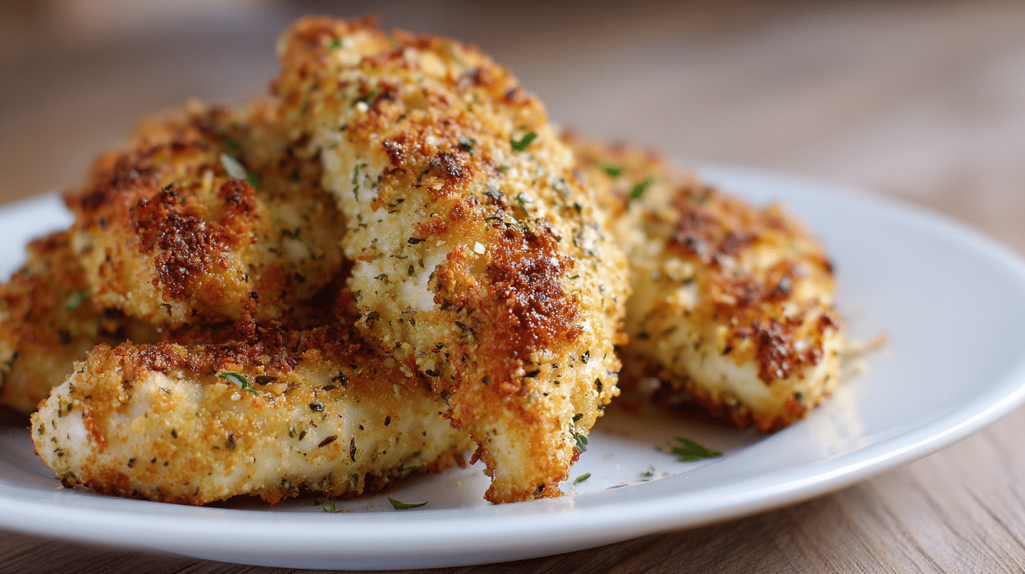 Herb Crusted Gluten Free Oven Chicken Tenders on plate