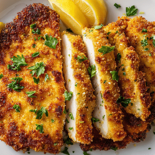 U3823717446 Crispy Dairy Free Chicken Cutlets On A White Cera 035a3804 F449 4b3f 88a8 56a00191668a 3