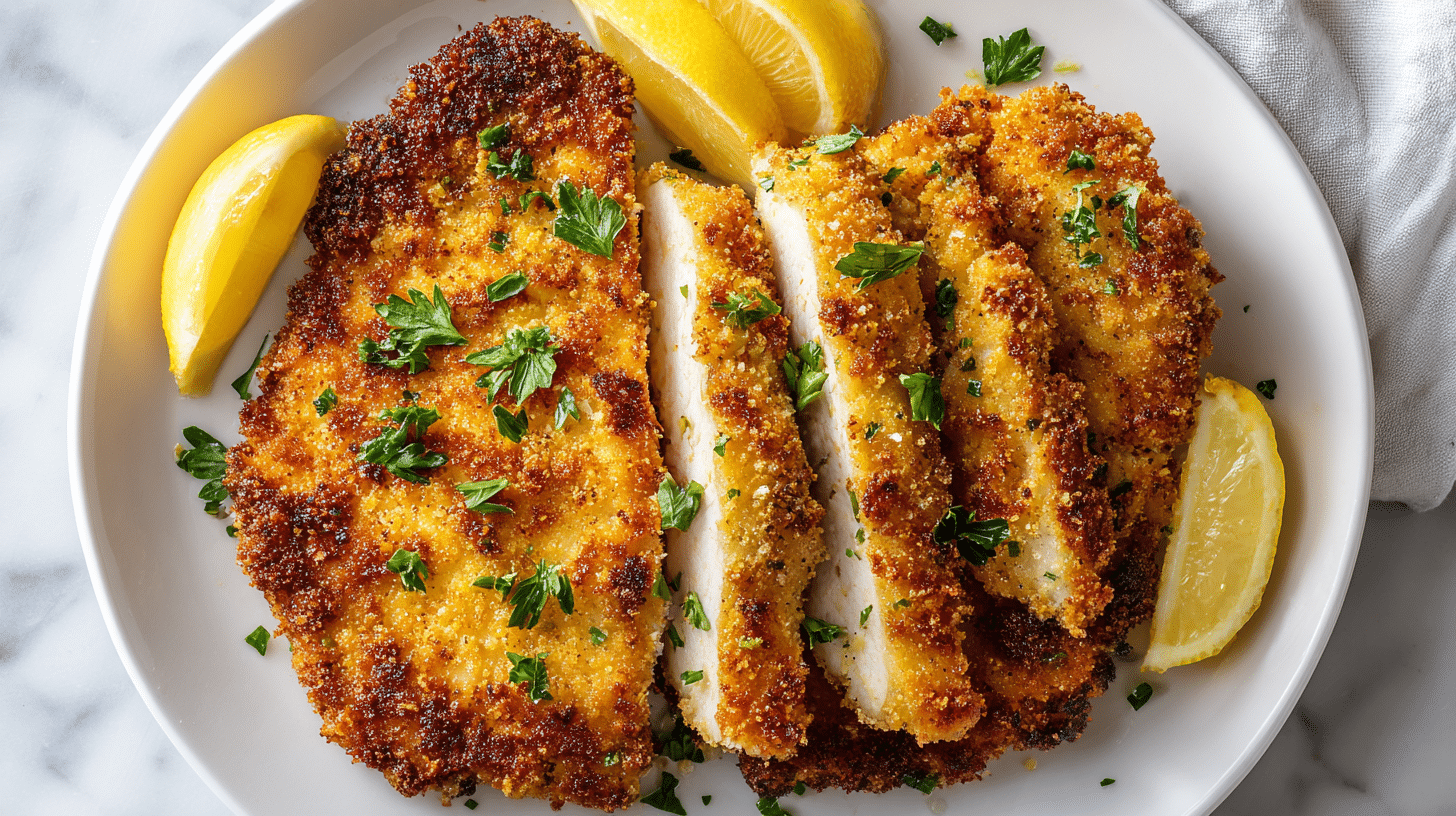 U3823717446 Crispy Dairy Free Chicken Cutlets On A White Cera 035a3804 F449 4b3f 88a8 56a00191668a 3