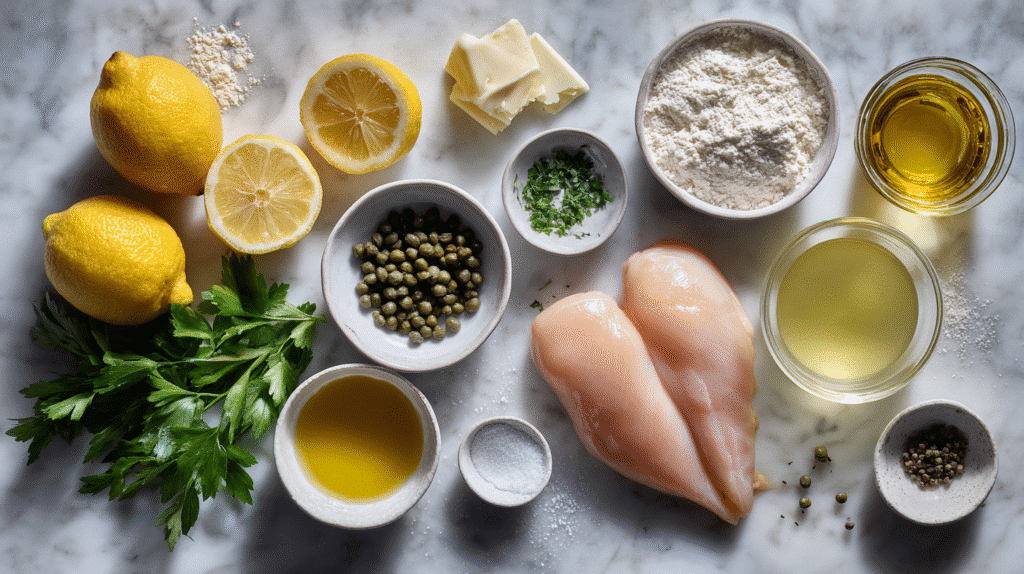Ingredients for Gluten Free Chicken Piccata with Capers