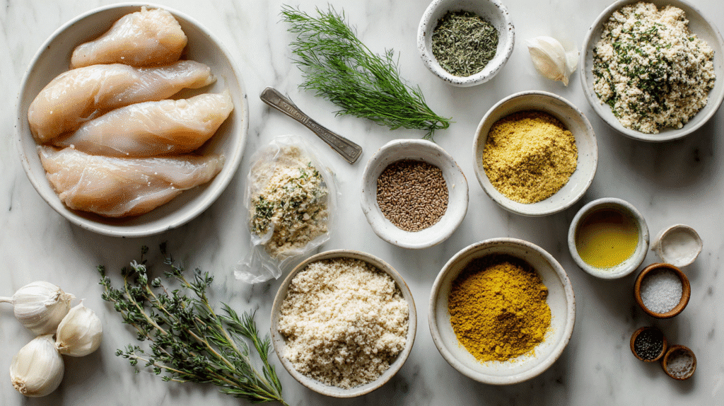 Ingredients for Herb Crusted Gluten Free Chicken Tenders