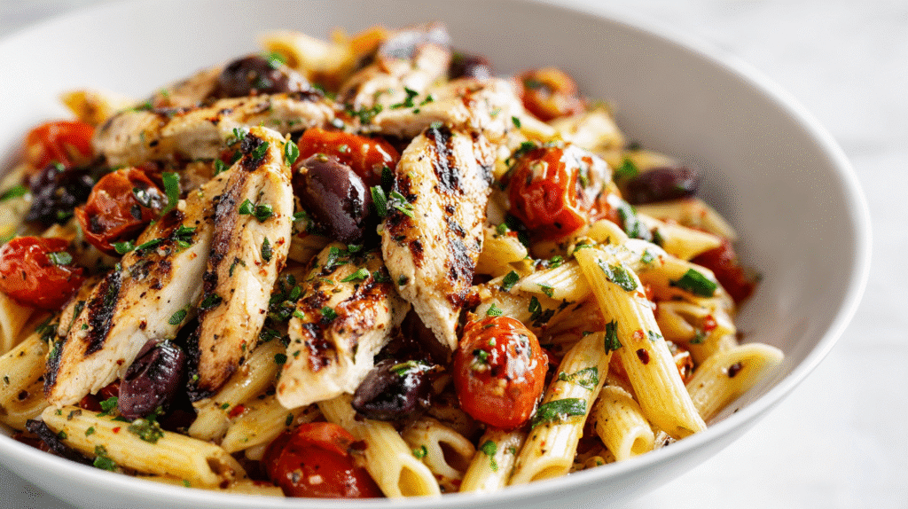 U3823717446 Mediterranean Chicken Pasta In A White Ceramic Bo 783ee6ce 0527 4d0f A4bd 4391de8d923e 3