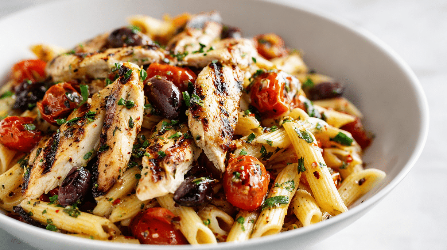 U3823717446 Mediterranean Chicken Pasta In A White Ceramic Bo 783ee6ce 0527 4d0f A4bd 4391de8d923e 3