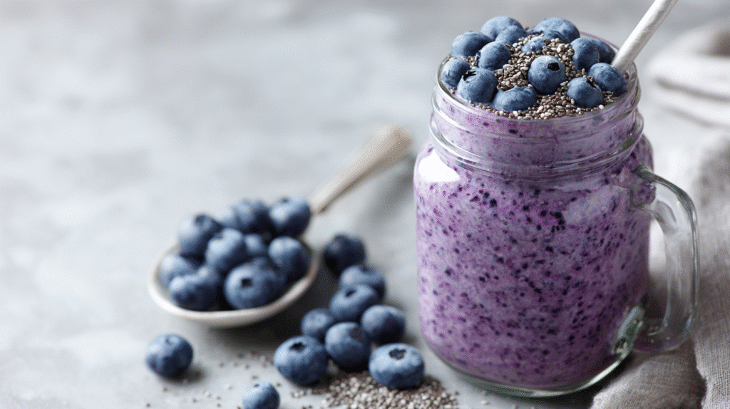 U3823717446 Blueberry Yogurt Smoothie Served In A Mason Jar T 27095db1 F40b 452f 91b8 14d97924c1c3 3