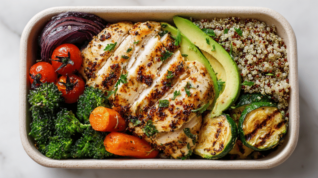 Fat Loss Lunch Box with Grilled Chicken and Quinoa