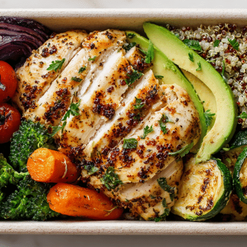 Fat Loss Lunch Box with Grilled Chicken and Quinoa
