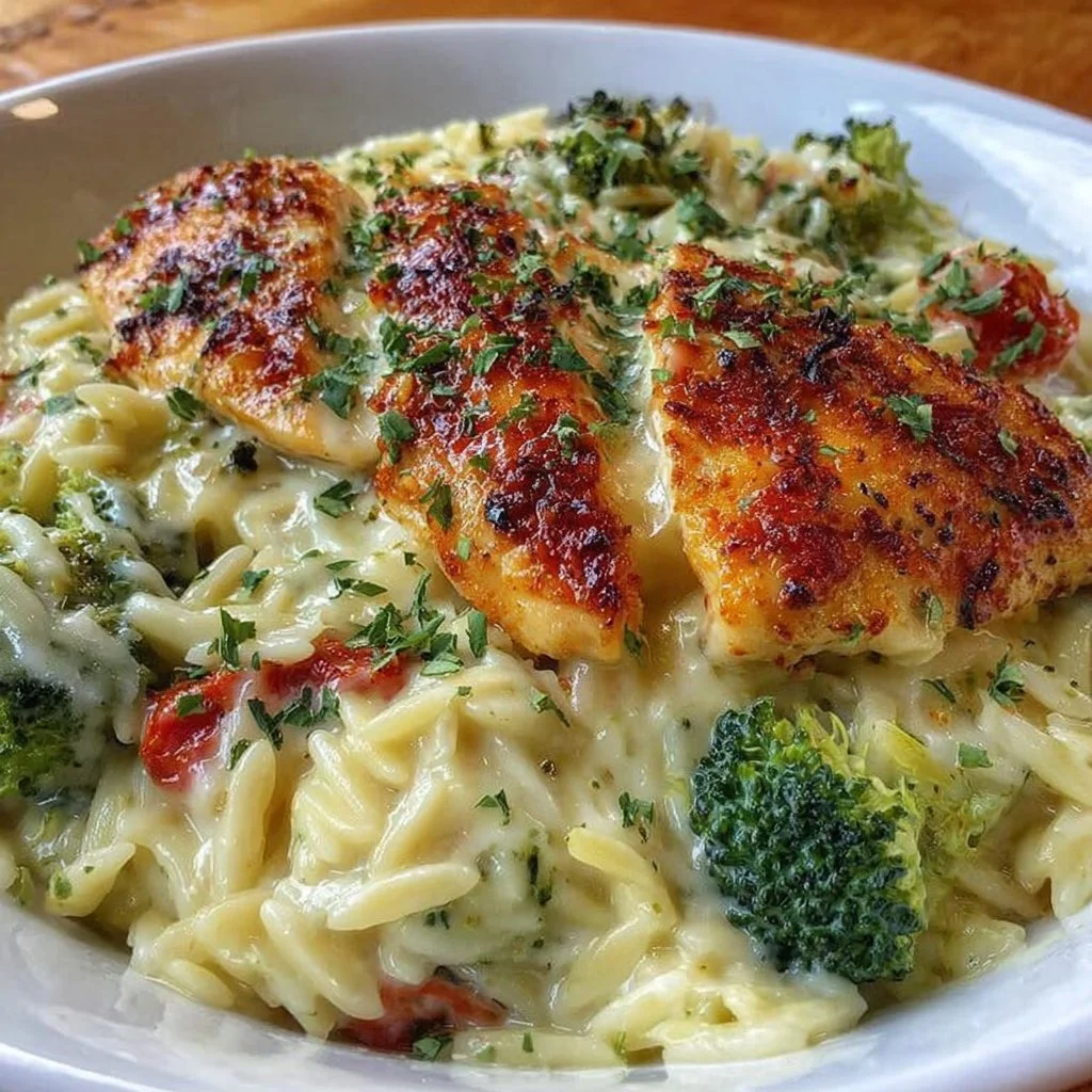 Cheesy Chicken Broccoli Orzo