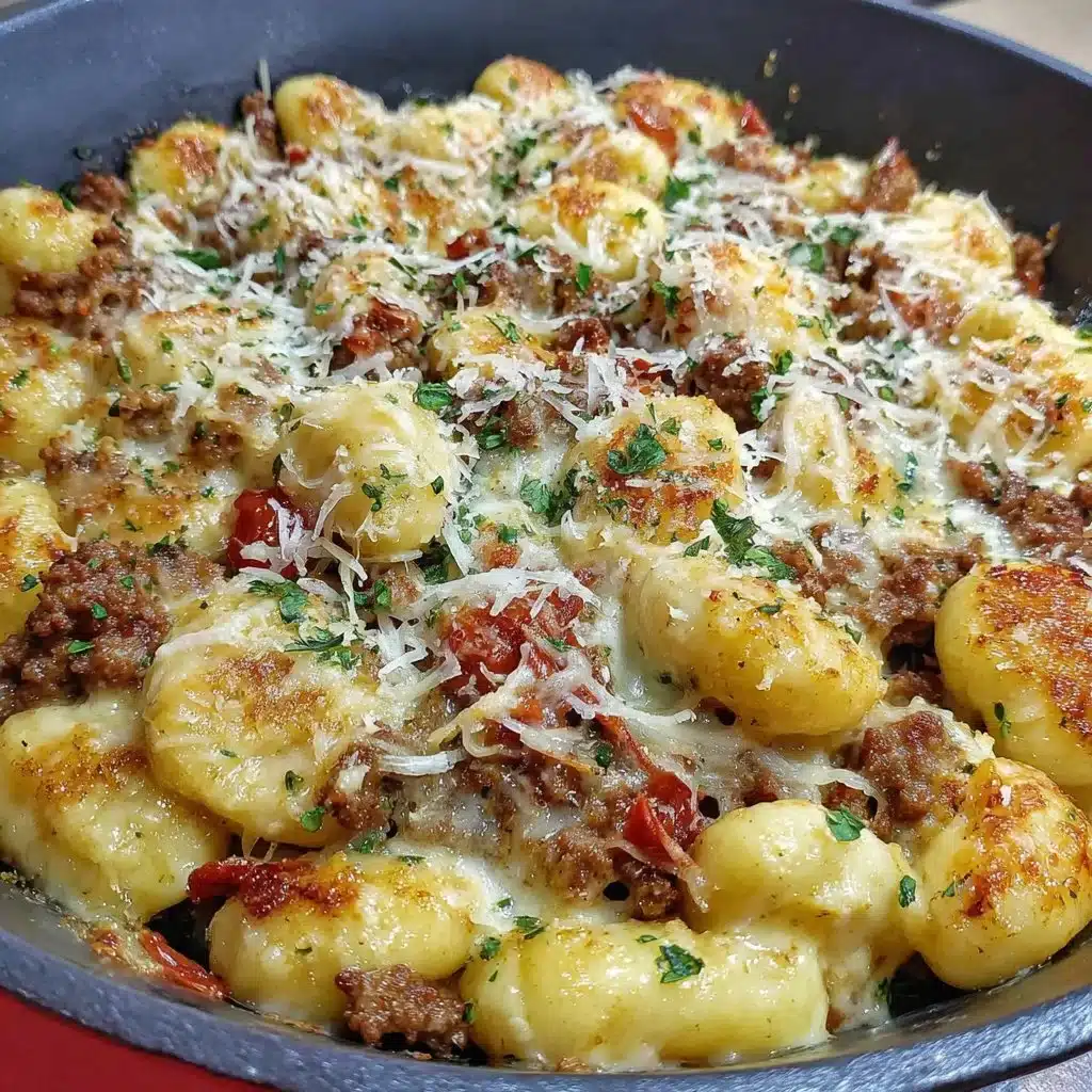 Classic Ground Turkey Gnocchi Skillet with fresh ingredients