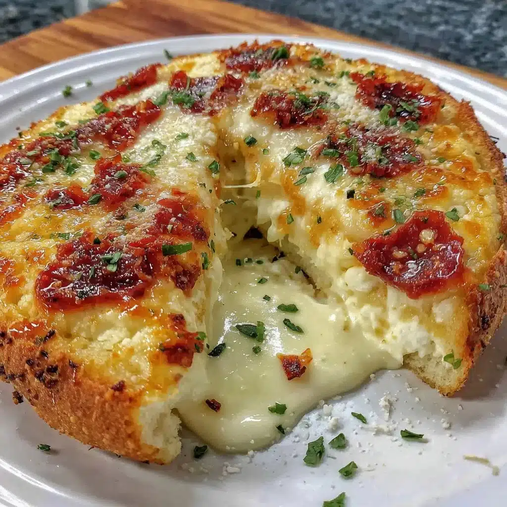 Cottage cheese pizza bowl topped with fresh vegetables and herbs