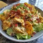 Creamy southwest chicken salad with fresh ingredients on a plate