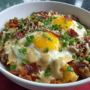 Keto egg roll in a bowl served in a skillet with fresh ingredients