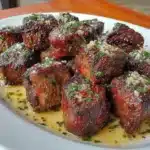 Succulent garlic balsamic steak bites garnished for a delicious appetizer