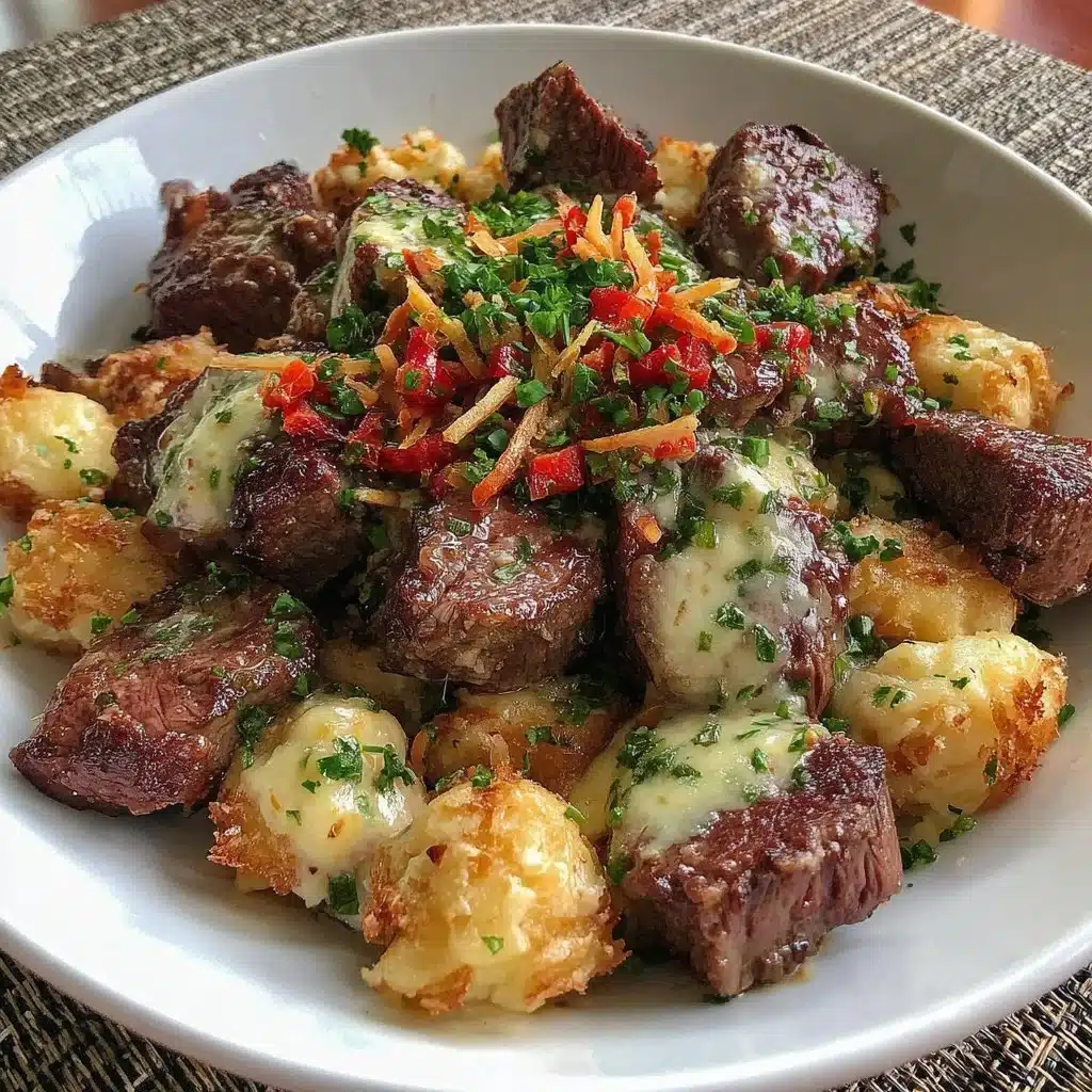 Delicious garlic butter steak bites served in a skillet
