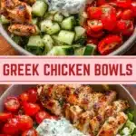 Delicious Greek Chicken Bowl made with tender chicken, fresh vegetables, and Mediterranean flavors.