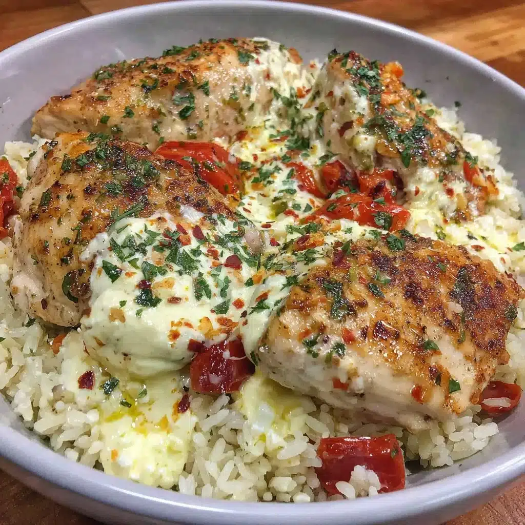 Delicious Greek chicken bowl with fresh veggies and tzatziki sauce