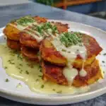Healthy sweet potato hash browns served in a bowl with fresh herbs.