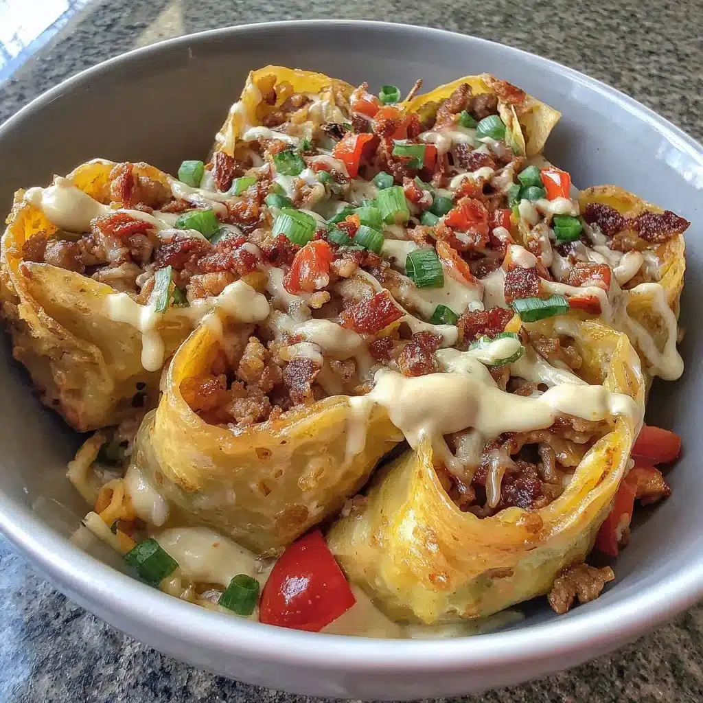 High protein egg roll in a bowl with fresh vegetables and seasonings