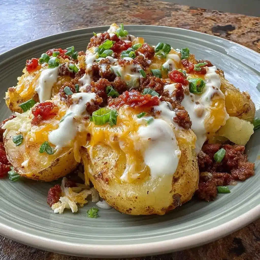 Delicious loaded potato taco bowls with toppings and fresh ingredients