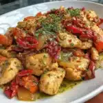 A delicious Mediterranean Chicken Stir Fry featuring vibrant vegetables and spices.