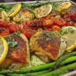 Sheet pan lemon herb chicken with colorful roasted vegetables