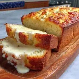 Freshly baked Zero Carb Yogurt Bread on a wooden cutting board