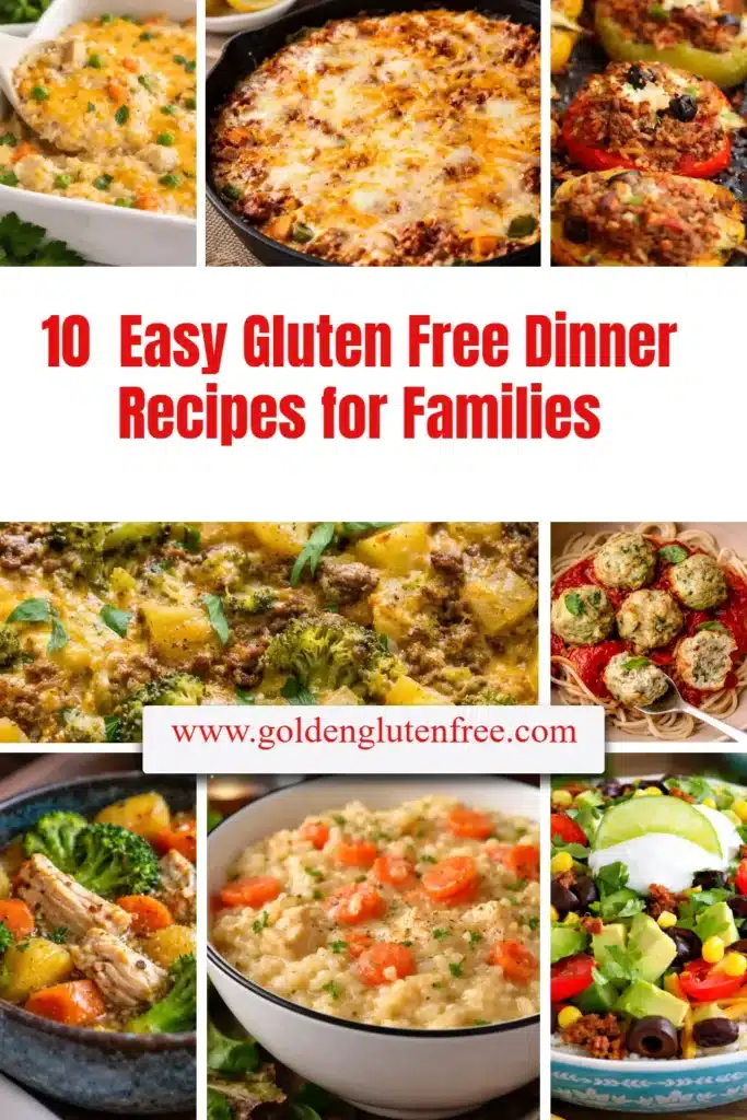 Ten easy gluten free dinner recipes for families to enjoy together.