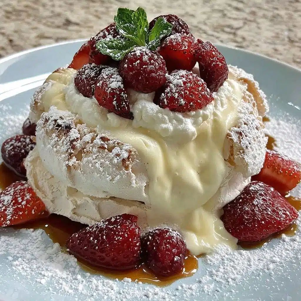 Beautifully cooked Air Fryer Pavlova with fresh fruit toppings