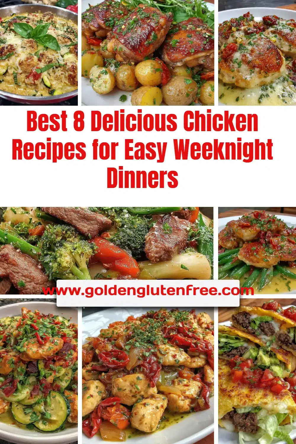A variety of cooked chicken dishes displayed on a table for easy weeknight dinners