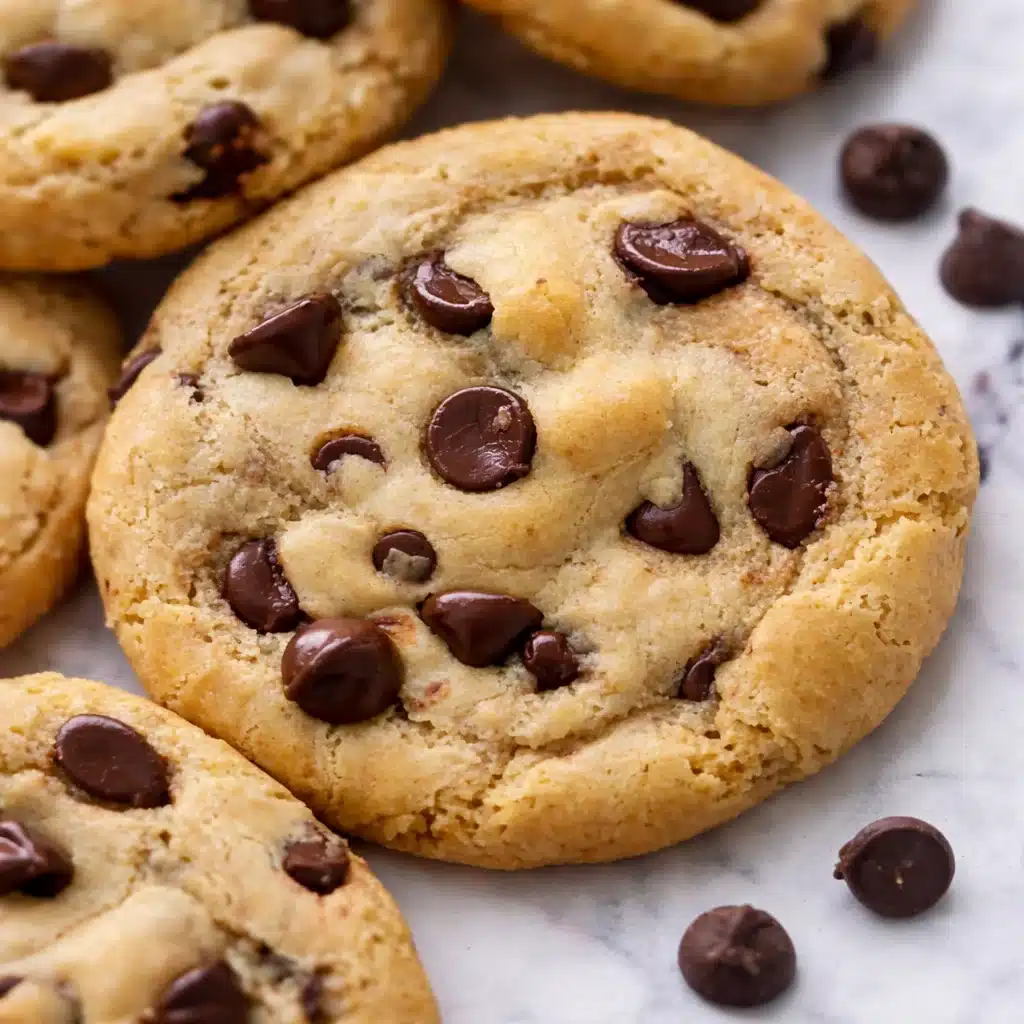 A batch of easy gluten free chocolate chip cookies on a cooling rack, golden brown and delicious.