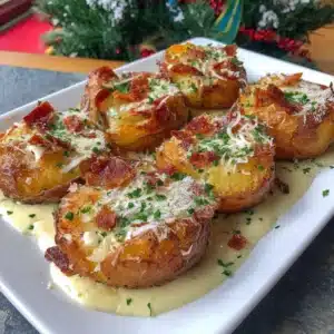 Crispy air fryer potatoes served in a bowl, garnished with herbs.