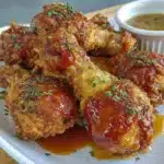 Crispy BBQ chicken drumsticks grilled and ready to serve