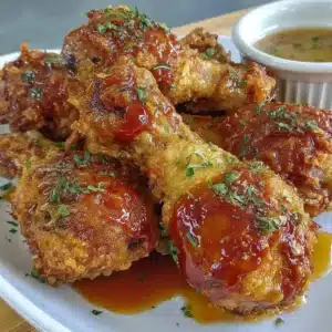 Crispy BBQ chicken drumsticks grilled and ready to serve