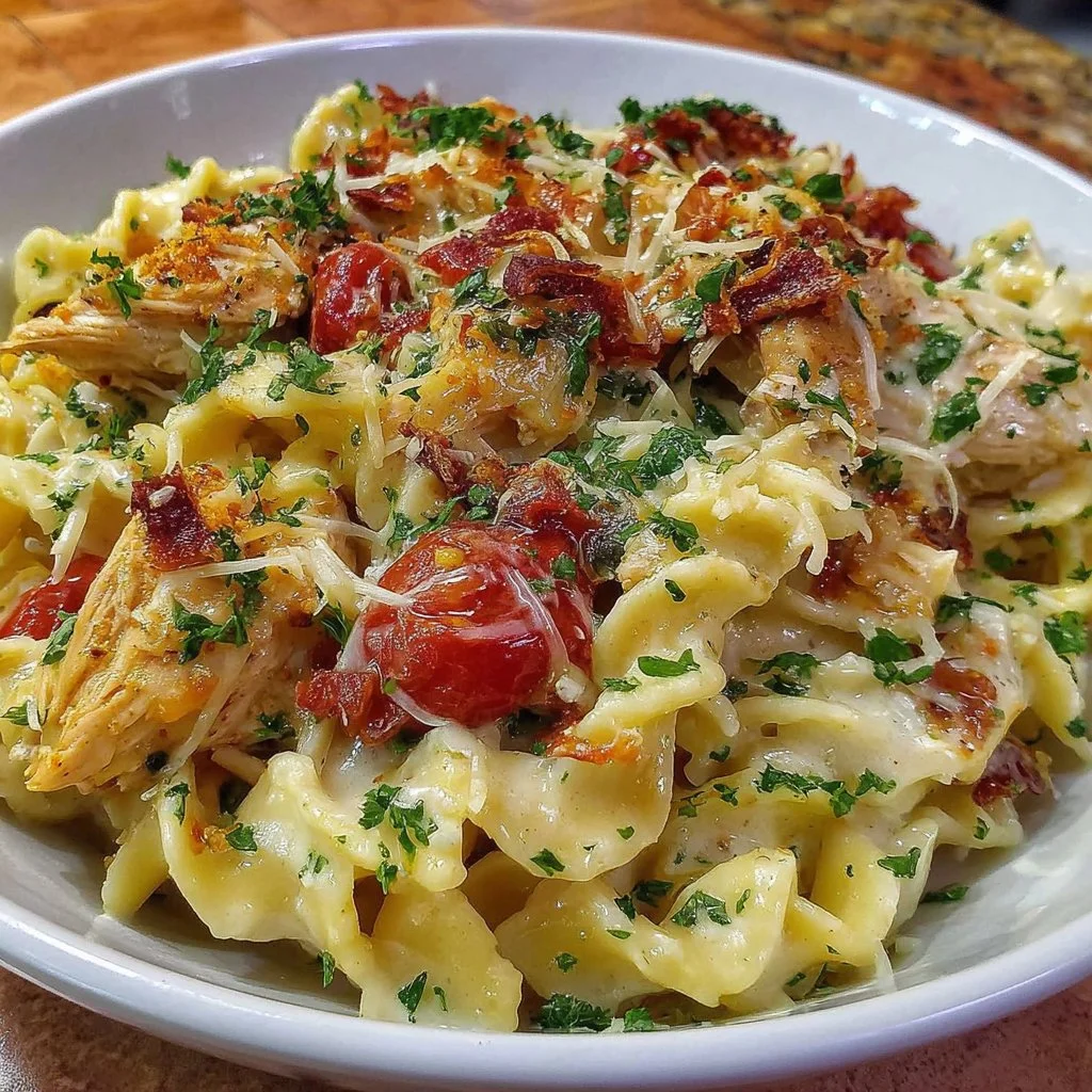Delicious Dairy Free Marry Me Chicken Pasta served in a bowl